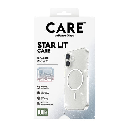 MagSafe-kotelo Apple iPhone 17:lle, PanzerGlass, Care Urban Explorer Star Lit, Valkoinen Läpinäkyvä