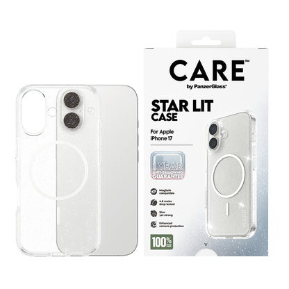MagSafe-kotelo Apple iPhone 17:lle, PanzerGlass, Care Urban Explorer Star Lit, Valkoinen Läpinäkyvä