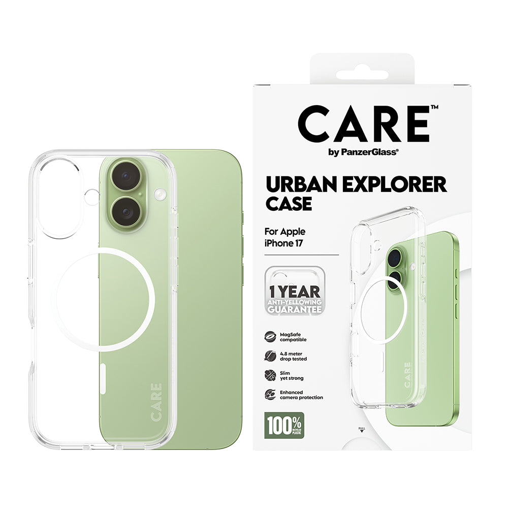 MagSafe-kotelo Apple iPhone 17:lle, PanzerGlass, Care Urban Explorer, Valkoinen Läpinäkyvä