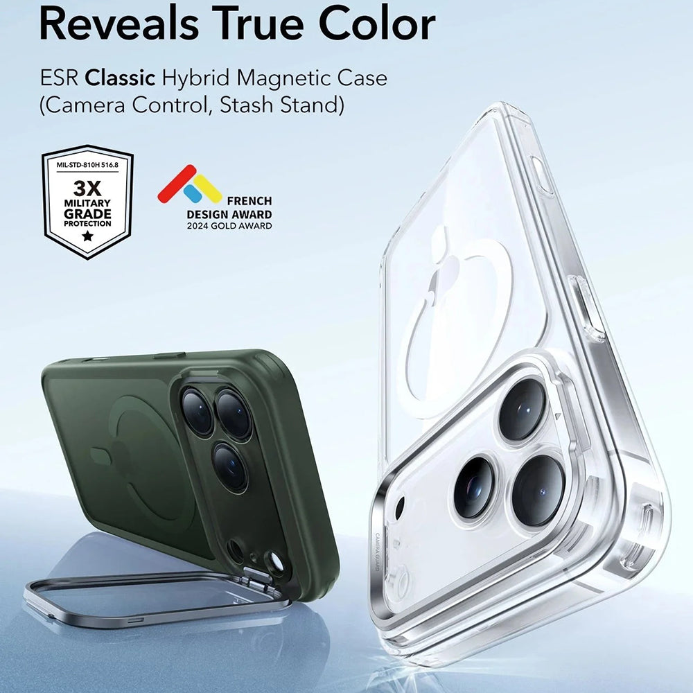 MagSafe-kotelo Apple iPhone 17 Prolle, ESR, Classic Hybrid Kickstand, Satinoitu Vihreä
