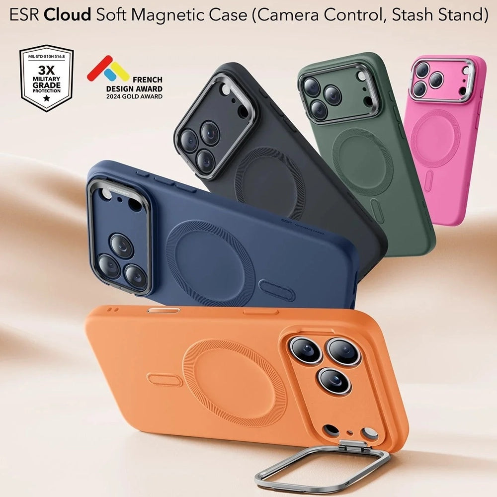 MagSafe-kotelo Apple iPhone 17 Prolle, ESR, Cloud Soft Kickstand, Oranssi