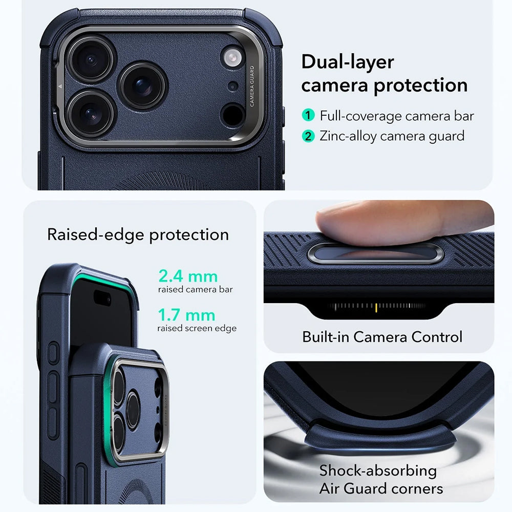MagSafe-kotelo Apple iPhone 17 Prolle, ESR, Cyber Armor Kickstand, Sininen