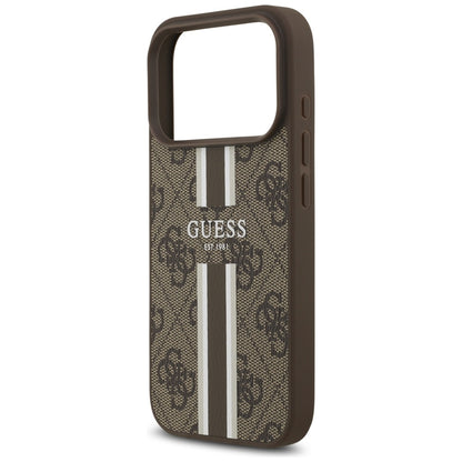 MagSafe-kotelo Apple iPhone 17 Prolle, Guess, 4G Printed Stripes, Ruskea
