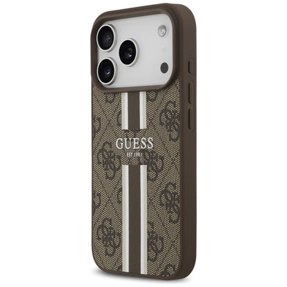 MagSafe-kotelo Apple iPhone 17 Prolle, Guess, 4G Printed Stripes, Ruskea