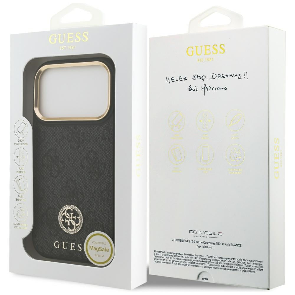 MagSafe-kotelo Apple iPhone 17 Prolle, Guess, 4G Strass -logo, Musta