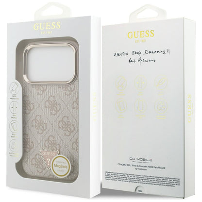 MagSafe-kotelo Apple iPhone 17 Prolle, Guess, 4G Triangle Logo, Kultainen Vaaleanpunainen