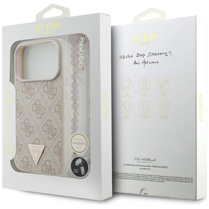 MagSafe-kotelo Apple iPhone 17 Prolle, Guess, 4G Triangle -logo helminauhalla, Pinkki