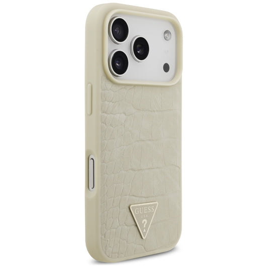 MagSafe-kotelo Apple iPhone 17 Prolle, Guess, Croco Triangle Logo, Kultainen