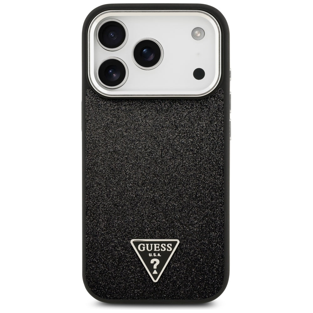 MagSafe-kotelo Apple iPhone 17 Prolle, Guess, Glitter Triangle Logo, Musta