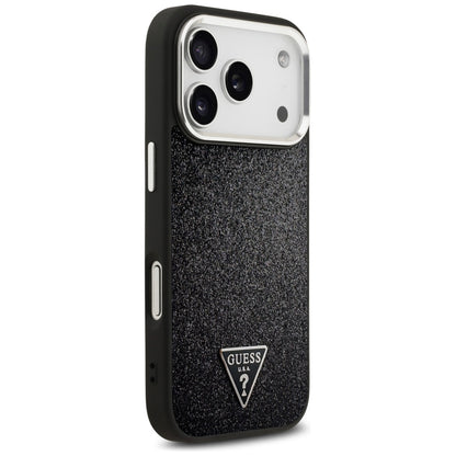 MagSafe-kotelo Apple iPhone 17 Prolle, Guess, Glitter Triangle Logo, Musta