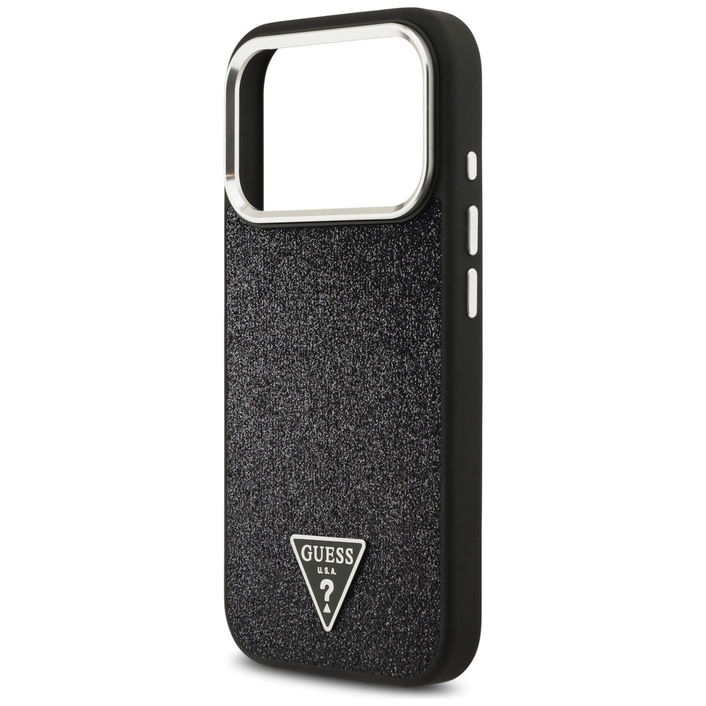 MagSafe-kotelo Apple iPhone 17 Prolle, Guess, Glitter Triangle Logo, Musta