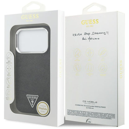 MagSafe-kotelo Apple iPhone 17 Prolle, Guess, Glitter Triangle Logo, Musta