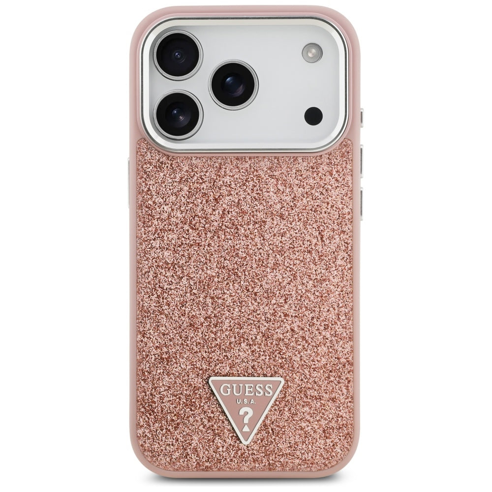 MagSafe-kotelo Apple iPhone 17 Prolle, Guess, Glitter Triangle Logo, Pinkki