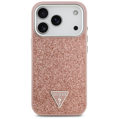 MagSafe-kotelo Apple iPhone 17 Prolle, Guess, Glitter Triangle Logo, Pinkki