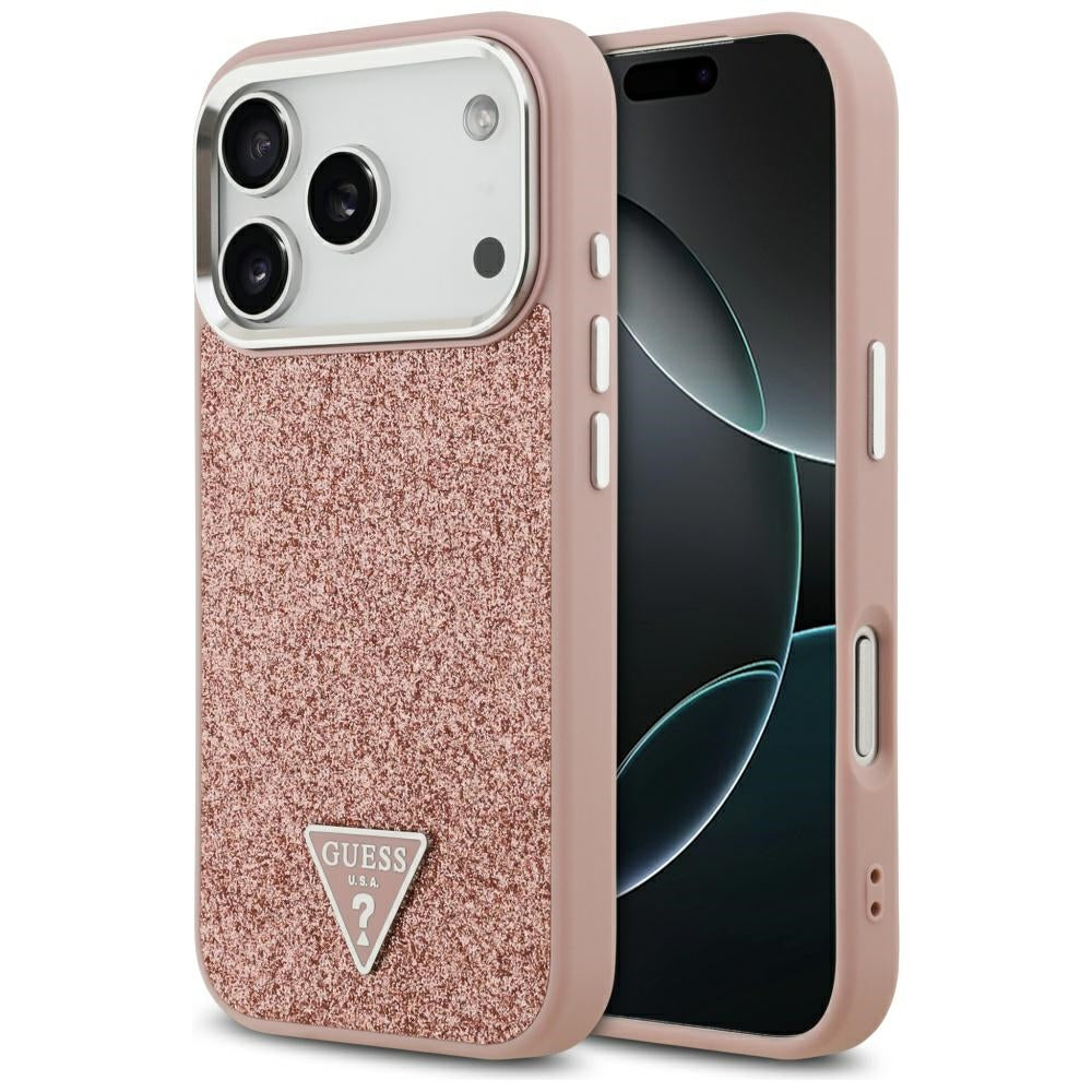 MagSafe-kotelo Apple iPhone 17 Prolle, Guess, Glitter Triangle Logo, Pinkki