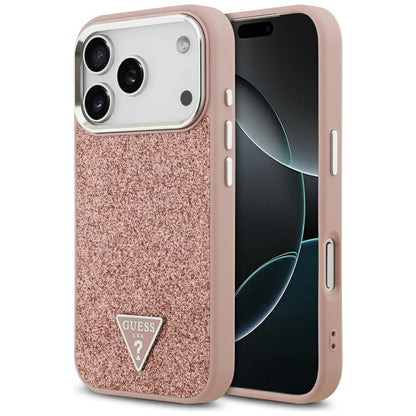 MagSafe-kotelo Apple iPhone 17 Prolle, Guess, Glitter Triangle Logo, Pinkki
