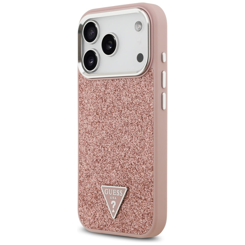 MagSafe-kotelo Apple iPhone 17 Prolle, Guess, Glitter Triangle Logo, Pinkki