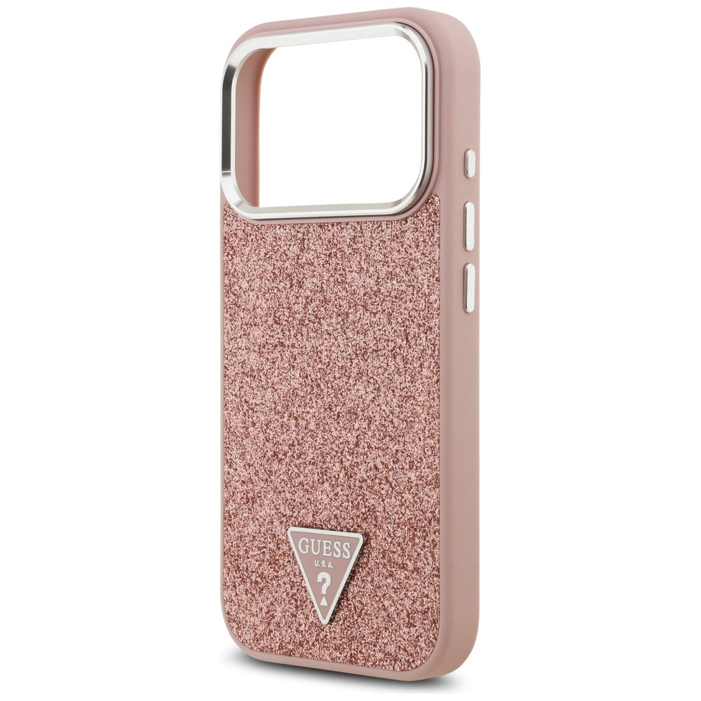 MagSafe-kotelo Apple iPhone 17 Prolle, Guess, Glitter Triangle Logo, Pinkki