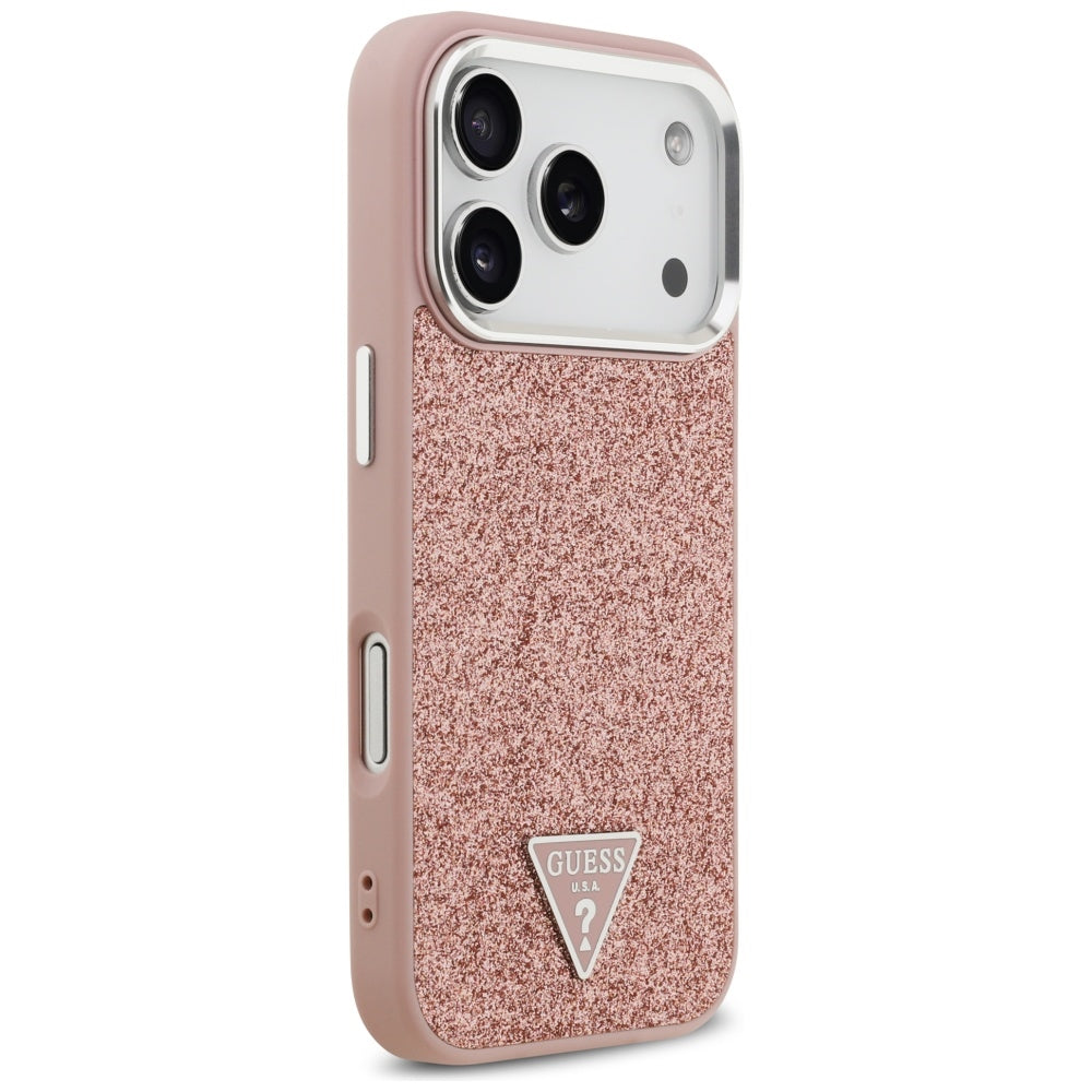 MagSafe-kotelo Apple iPhone 17 Prolle, Guess, Glitter Triangle Logo, Pinkki
