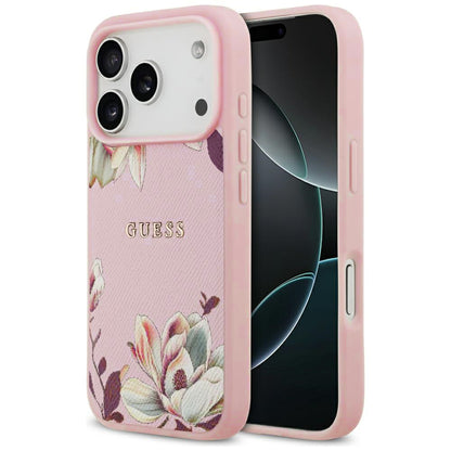 MagSafe-kotelo Apple iPhone 17 Prolle, Guess, Grained Flowers, Pinkki