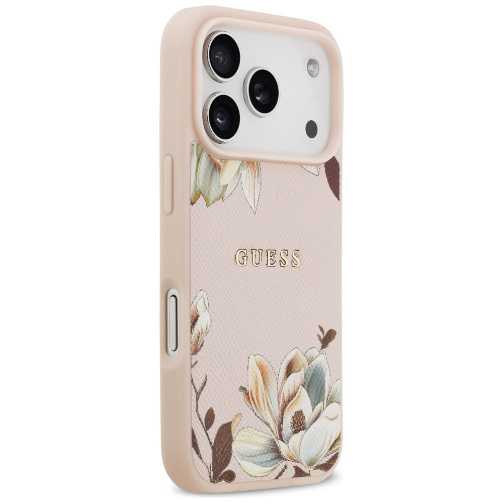 MagSafe-kotelo Apple iPhone 17 Prolle, Guess, Grained Flowers, Pinkki