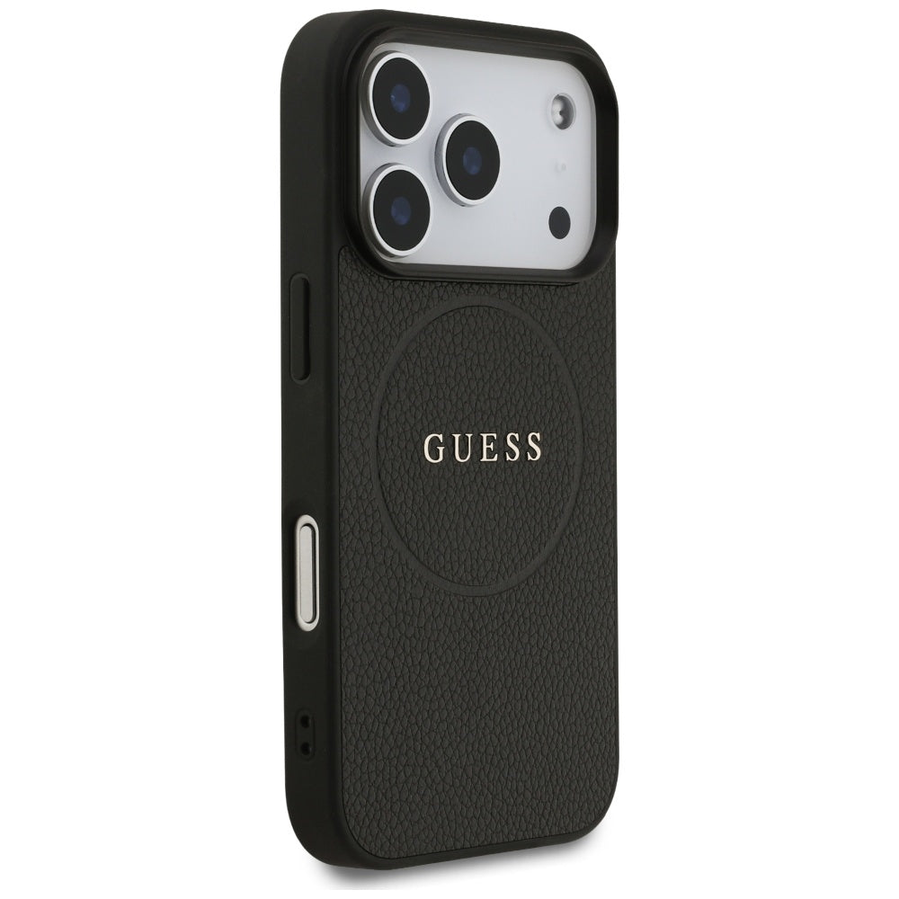 MagSafe-kotelo Apple iPhone 17 Prolle, Guess, Grained Gold Ring, Musta
