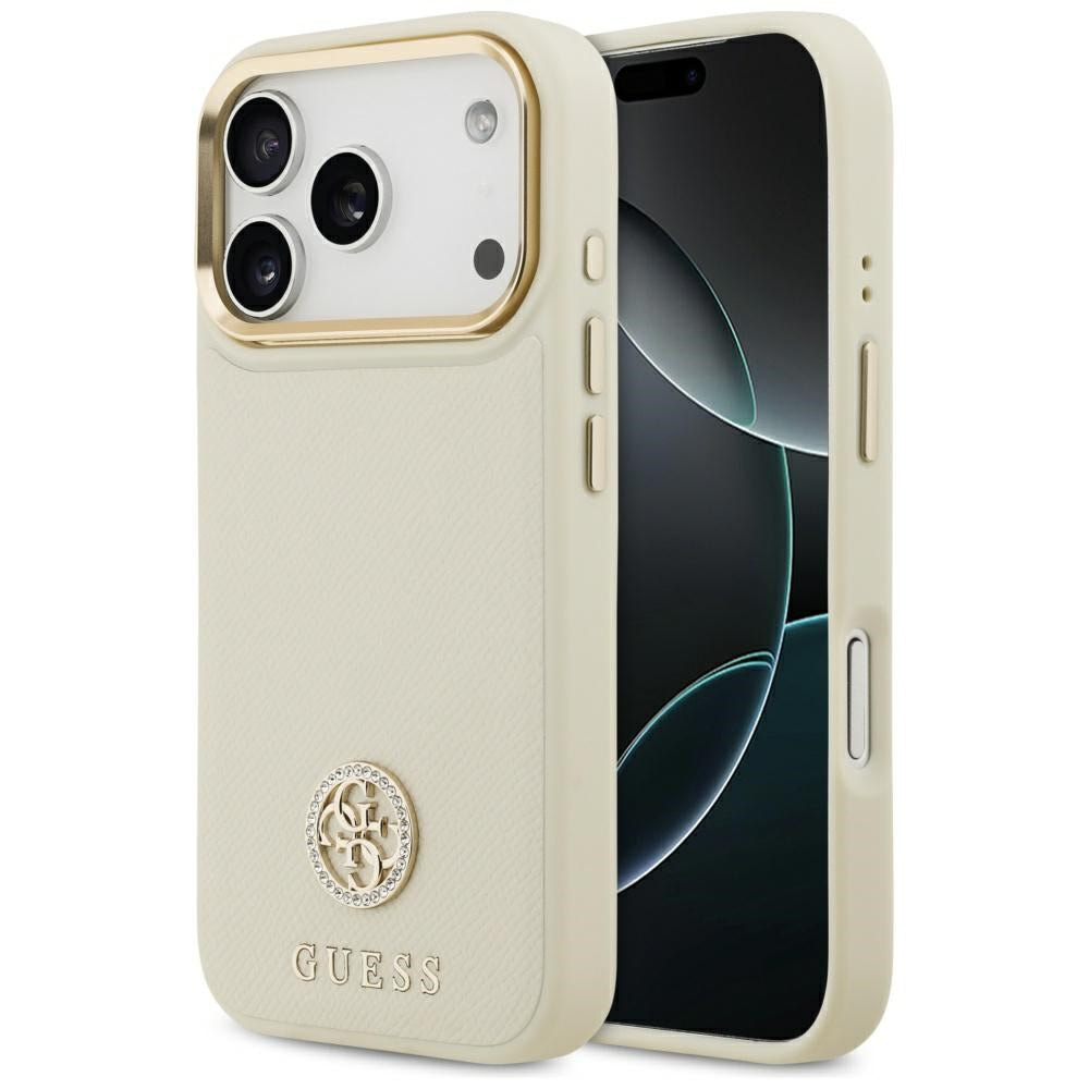 MagSafe-kotelo Apple iPhone 17 Prolle, Guess, Grained Strass Logo, Beige