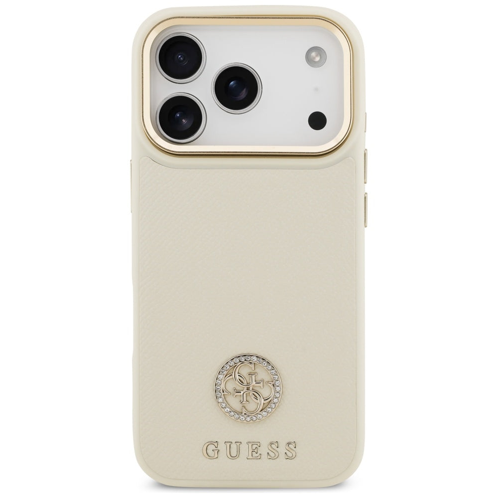 MagSafe-kotelo Apple iPhone 17 Prolle, Guess, Grained Strass Logo, Beige