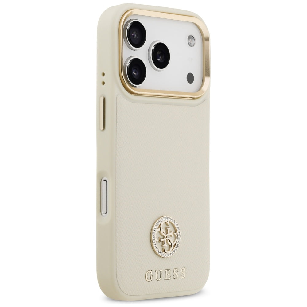 MagSafe-kotelo Apple iPhone 17 Prolle, Guess, Grained Strass Logo, Beige