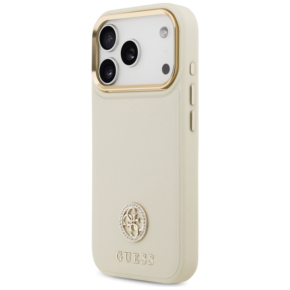 MagSafe-kotelo Apple iPhone 17 Prolle, Guess, Grained Strass Logo, Beige