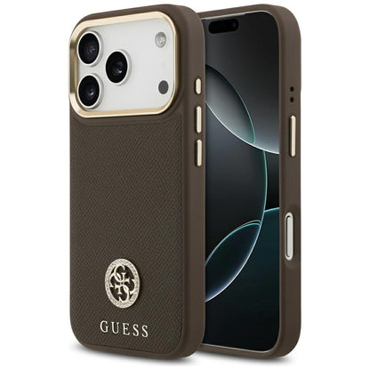 MagSafe-kotelo Apple iPhone 17 Prolle, Guess, Grained Strass Logo, Ruskea