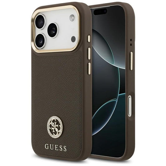 MagSafe-kotelo Apple iPhone 17 Prolle, Guess, Grained Strass Logo, Ruskea