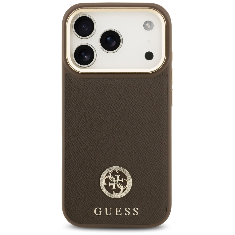 MagSafe-kotelo Apple iPhone 17 Prolle, Guess, Grained Strass Logo, Ruskea