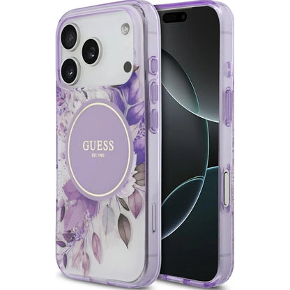 MagSafe-kotelo Apple iPhone 17 Prolle, Guess, IML Flower & Tonal Circle, Violetti