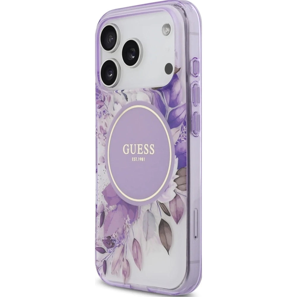 MagSafe-kotelo Apple iPhone 17 Prolle, Guess, IML Flower & Tonal Circle, Violetti