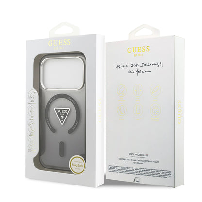 MagSafe Case for Apple iPhone 17 Pro, Guess, IML Gradient Triangle Logo, Black Silver