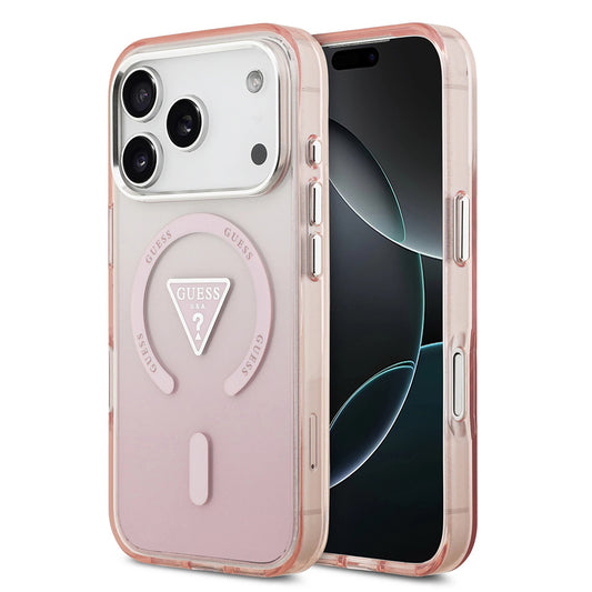 MagSafe-kotelo Apple iPhone 17 Prolle, Guess, IML Gradient Triangle -logo, Pinkki