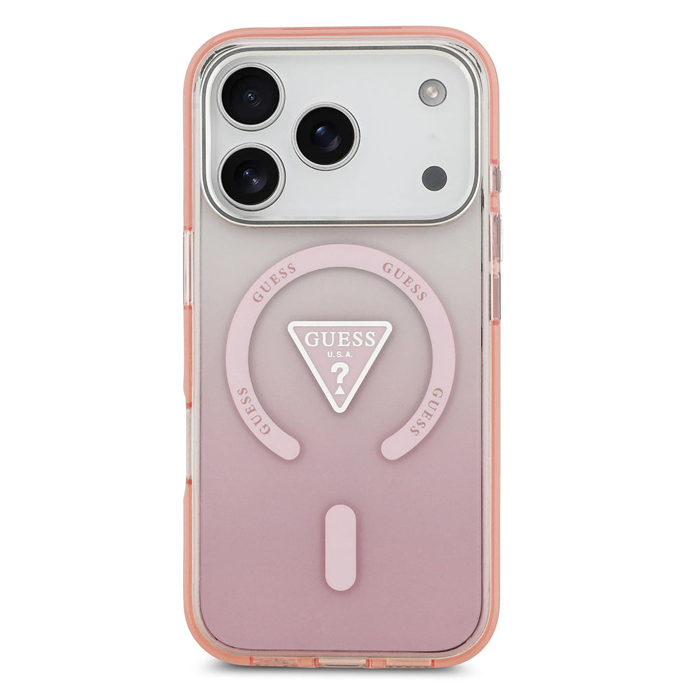 MagSafe-kotelo Apple iPhone 17 Prolle, Guess, IML Gradient Triangle -logo, Pinkki