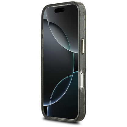 MagSafe-kotelo Apple iPhone 17 Prolle, Guess, IML Metal Glitter Flowers Triangle, Musta