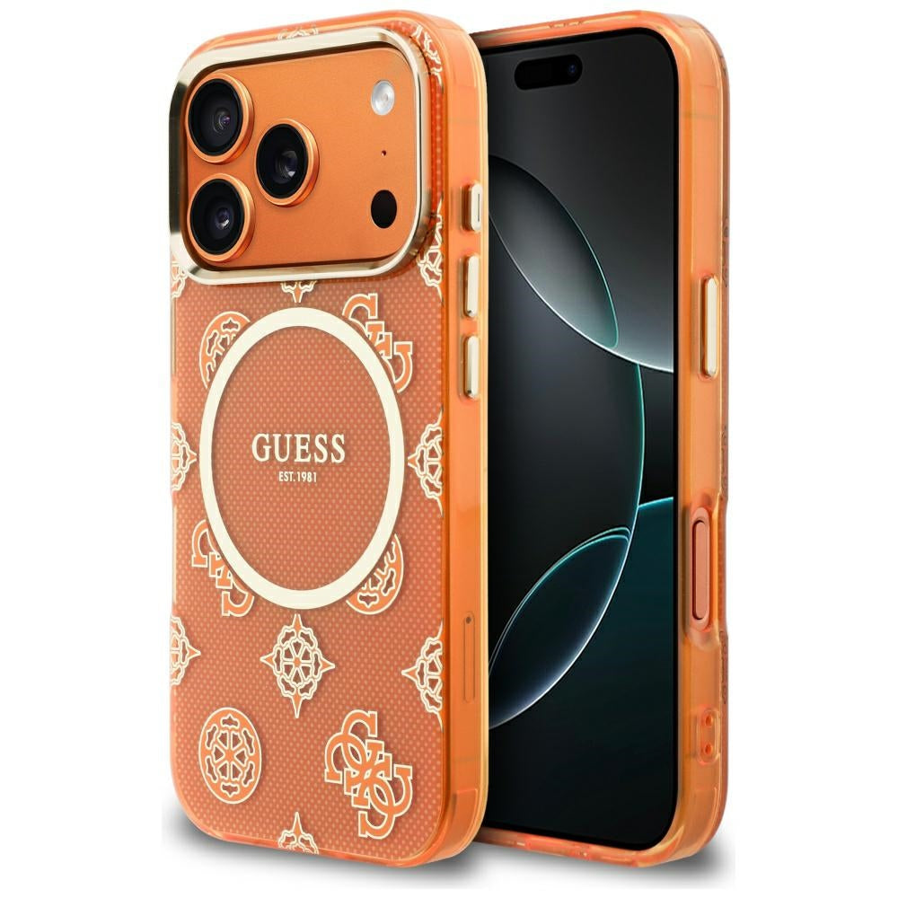 MagSafe-kotelo Apple iPhone 17 Prolle, Guess, IML Peony Dot, Oranssi