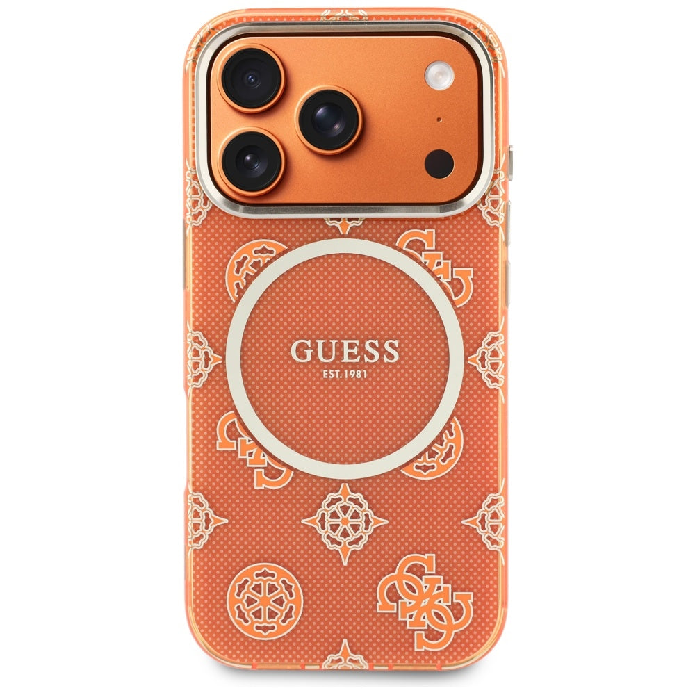 MagSafe-kotelo Apple iPhone 17 Prolle, Guess, IML Peony Dot, Oranssi