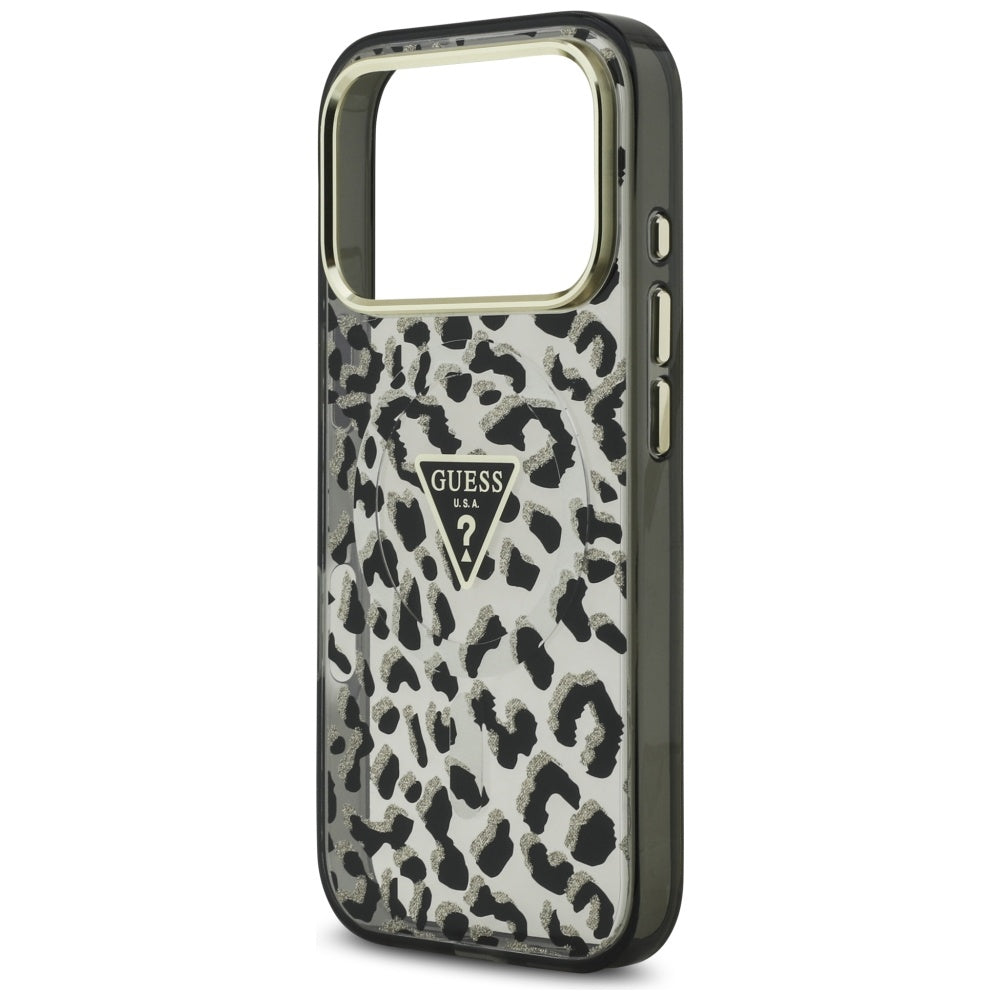 MagSafe-kotelo Apple iPhone 17 Prolle, Guess, Leopard Glitter, Musta