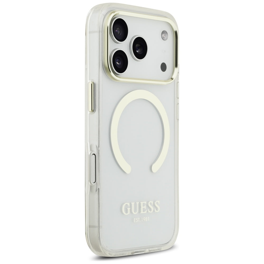 MagSafe-kotelo Apple iPhone 17 Prolle, Guess, Metal Outline, Kultainen
