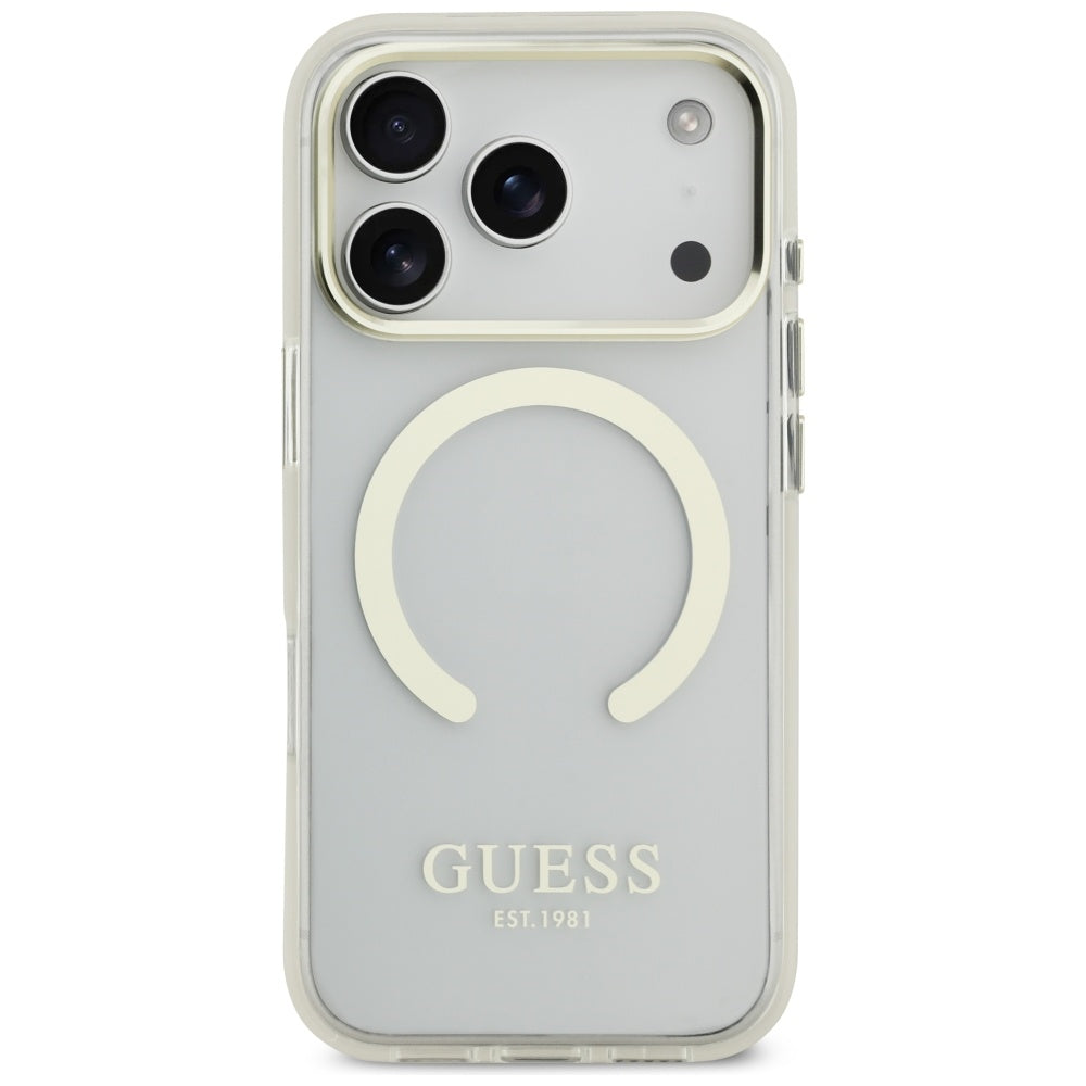 MagSafe-kotelo Apple iPhone 17 Prolle, Guess, Metal Outline, Kultainen