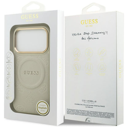 MagSafe-kotelo Apple iPhone 17 Prolle, Guess, Peony Hot Stamp, Beige