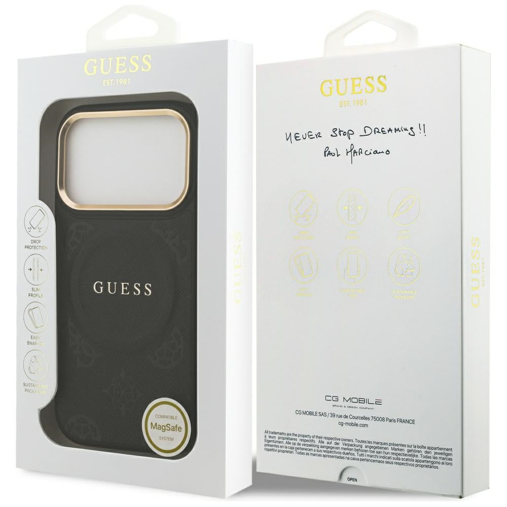 MagSafe-kotelo Apple iPhone 17 Prolle, Guess, Peony Hot Stamp, Musta