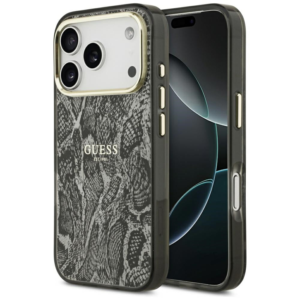 MagSafe-kotelo Apple iPhone 17 Prolle, Guess, Python-kuosi, Musta