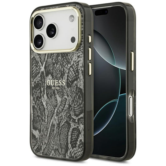 MagSafe-kotelo Apple iPhone 17 Prolle, Guess, Python-kuosi, Musta