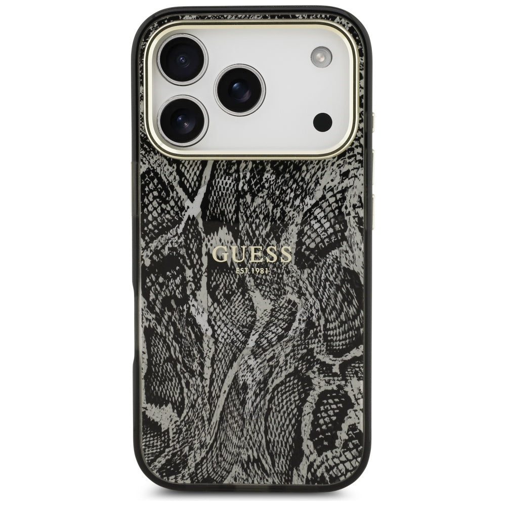 MagSafe-kotelo Apple iPhone 17 Prolle, Guess, Python-kuosi, Musta