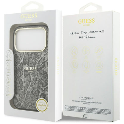 MagSafe-kotelo Apple iPhone 17 Prolle, Guess, Python-kuosi, Musta